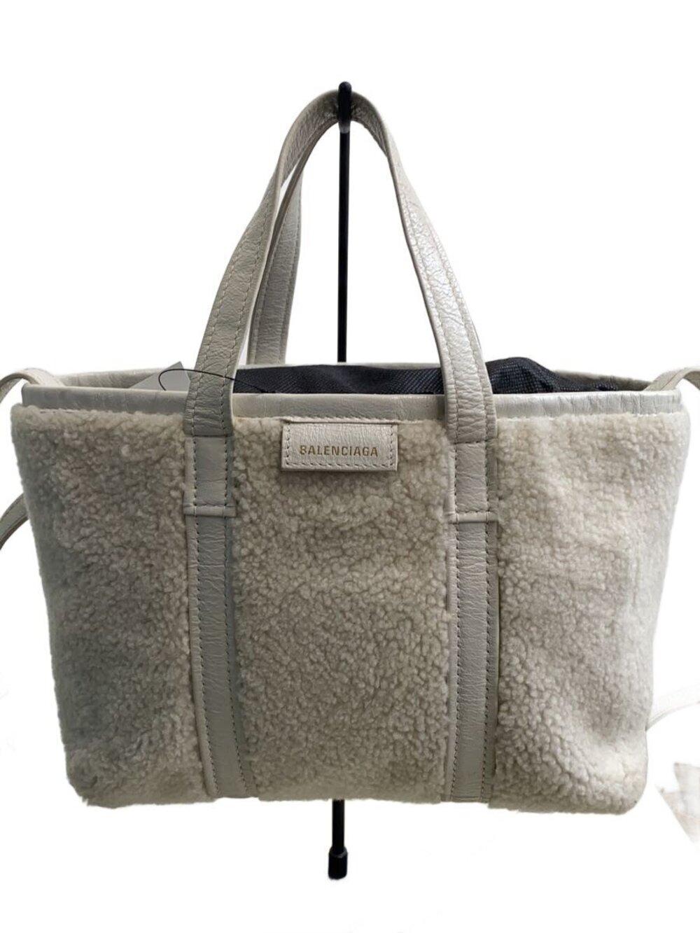 Balenciaga Barbes 2WAY handbag from white sheepskin shearling